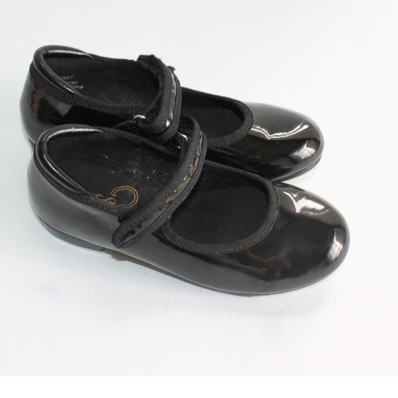Stelle Tap Dance Shoes Girls Size 10MT Easy Strap Patent Leather Black - Picture 1 of 7